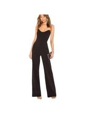 Nookie Black Strapless Boned Bodice Wide-Leg Jumpsuit
